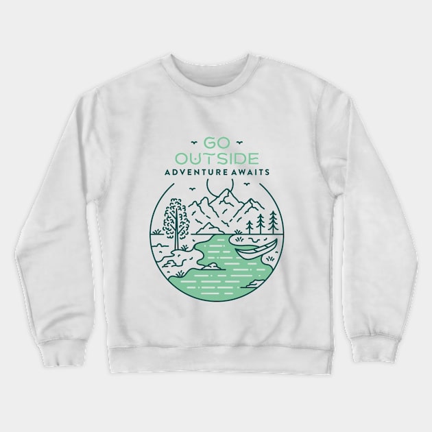 Go Outside Adventure Awaits 1 Crewneck Sweatshirt by VEKTORKITA